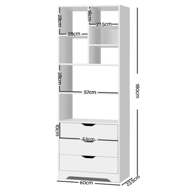 Artiss Display Drawer Shelf White Bookshelves