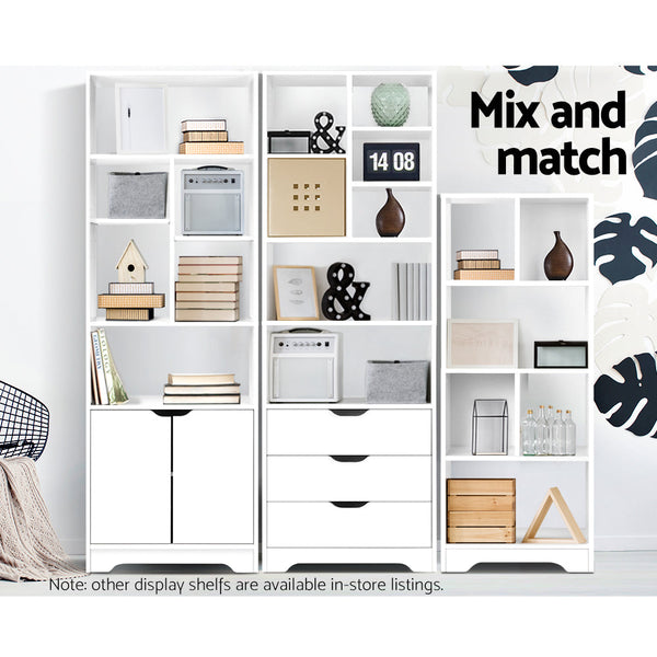 Artiss Display Drawer Shelf White Bookshelves