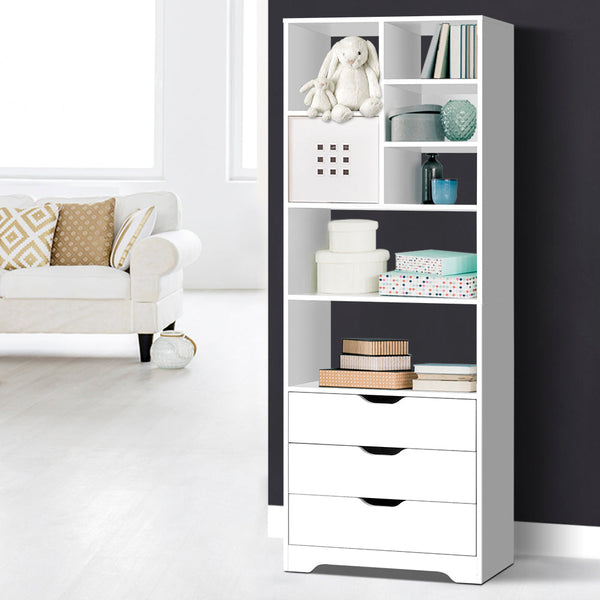 Artiss Display Drawer Shelf White Bookshelves