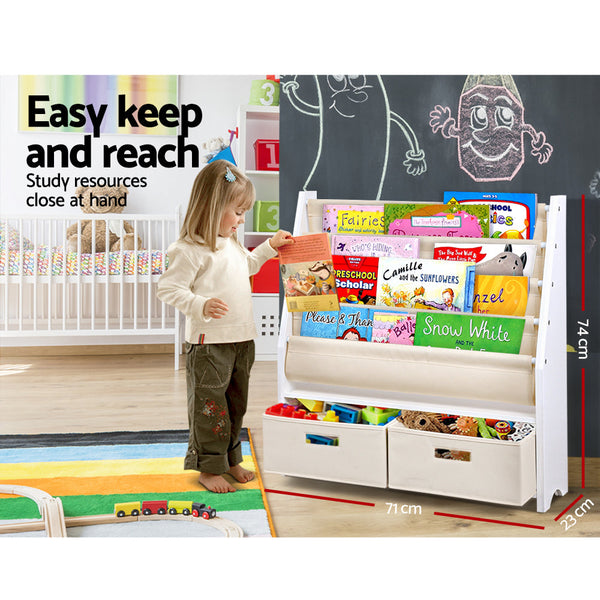 Keezi 4 Tier Kids Bookshelf Bookcase Children Toy Organiser Display Rack Kids Bookshelves