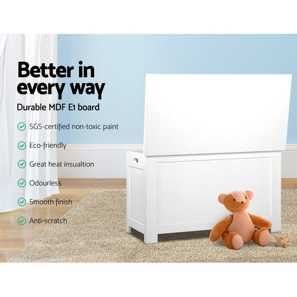 Keezi Kids Toy Chest Storage Blanket Box White Children Room Organiser Toy Boxes