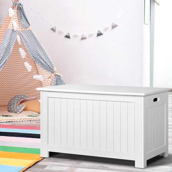 Keezi Kids Toy Chest Storage Blanket Box White Children Room Organiser Toy Boxes