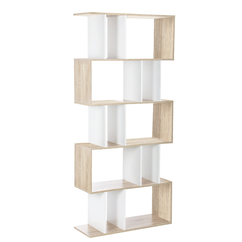 Artiss 5 Tier Display Book Storage Shelf Unit White Brown Bookshelves