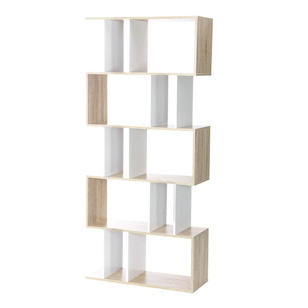 Artiss 5 Tier Display Book Storage Shelf Unit White Brown Bookshelves