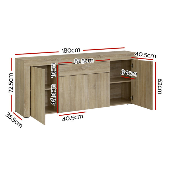 Artiss Buffet Sideboard Cabinet Storage 4 Doors Cupboard Hall Wood Hallway Table Sideboards & Buffets