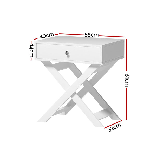 Artiss Bedside Table Drawers Side Storage Cabinet Nightstand White Qara Tv Stands & Entertainment Units