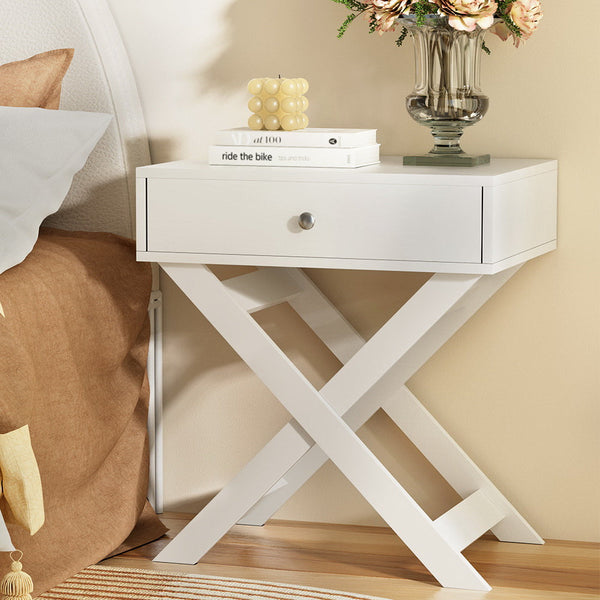 Artiss Bedside Table Drawers Side Storage Cabinet Nightstand White Qara Tv Stands & Entertainment Units
