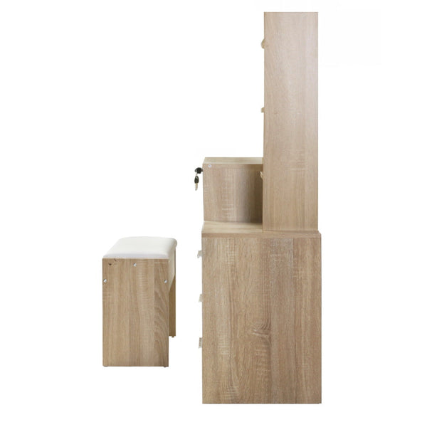 Artiss Dressing Table Mirror Stool Set Vanity Makeup Desk Organizer Drawer Oak Dressing Tables