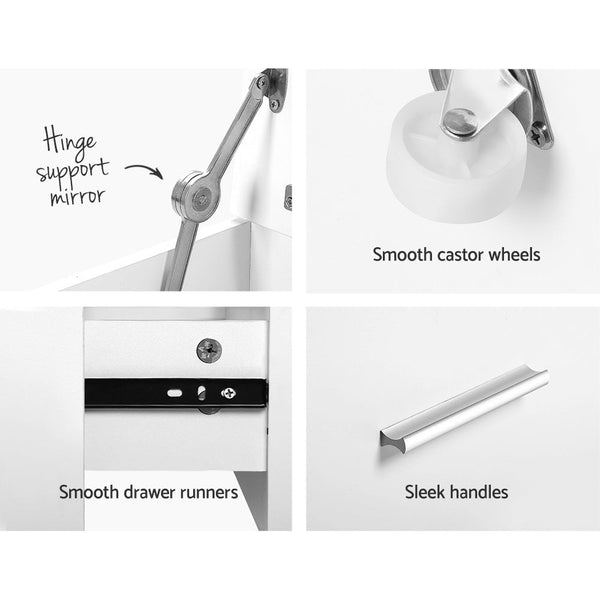 Artiss Dressing Table 2 In 1 Set Hidden Makeup Mirror Storage Drawers Bedside Tables