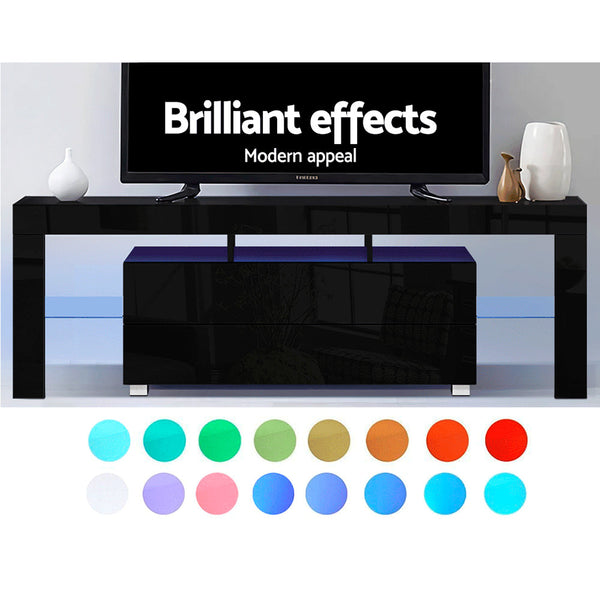 Artiss Tv Cabinet Entertainment Unit Stand Rgb Led Gloss Furniture 160Cm Black Tv Stands & Entertainment Units