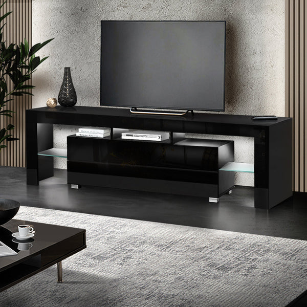 Artiss Tv Cabinet Entertainment Unit Stand Rgb Led Gloss Furniture 160Cm Black Tv Stands & Entertainment Units