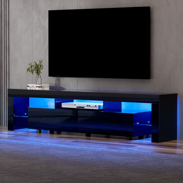Artiss Tv Cabinet Entertainment Unit Stand Rgb Led Gloss Furniture 200Cm Black Tv Stands & Entertainment Units