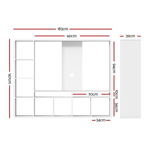 Artiss Entertainment Center Unit Tv Stand Cabinet Open Shelves 183Cm White Tv Stands & Entertainment Units