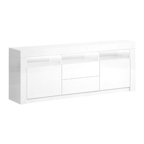 Artiss Tv Cabinet Entertainment Unit Stand Rgb Led Gloss Drawers 160Cm White Tv Stands & Entertainment Units