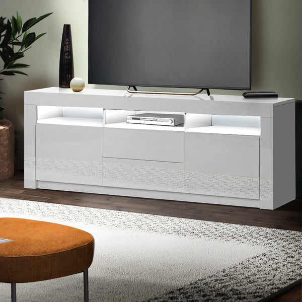 Artiss Tv Cabinet Entertainment Unit Stand Rgb Led Gloss Drawers 160Cm White Tv Stands & Entertainment Units