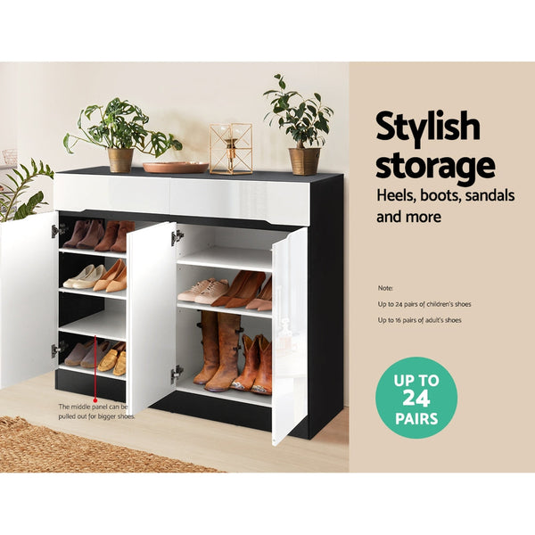 Artiss 120Cm Shoe Cabinet Shoes Storage Rack High Gloss Cupboard Shelf Drawers Shoe Cabinets