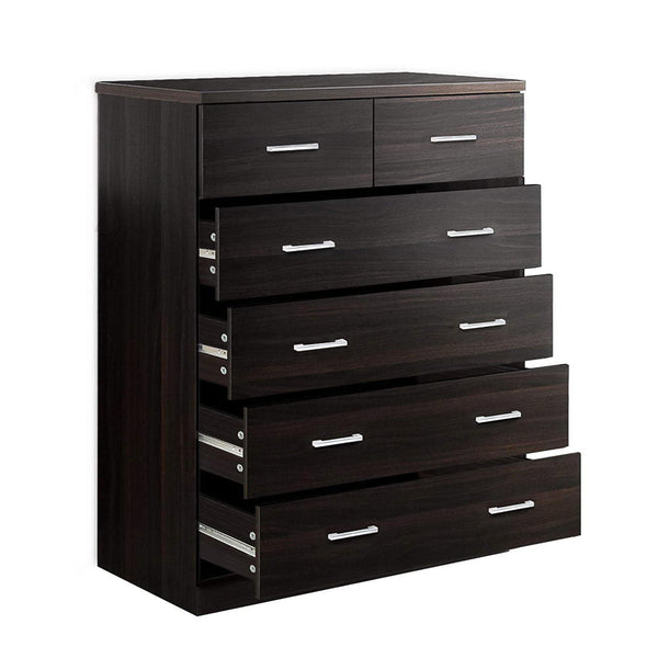 Artiss Tallboy 6 Drawers Storage Cabinet Walnut Dressers & Chests Of Drawers