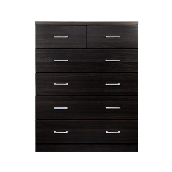 Artiss Tallboy 6 Drawers Storage Cabinet Walnut Dressers & Chests Of Drawers