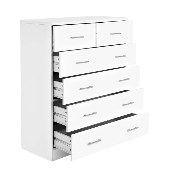 Artiss Tallboy Dresser Table 6 Chest Of Drawers Cabinet Bedroom Storage White Dressers & Chests Of Drawers