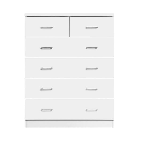 Artiss Tallboy Dresser Table 6 Chest Of Drawers Cabinet Bedroom Storage White Dressers & Chests Of Drawers