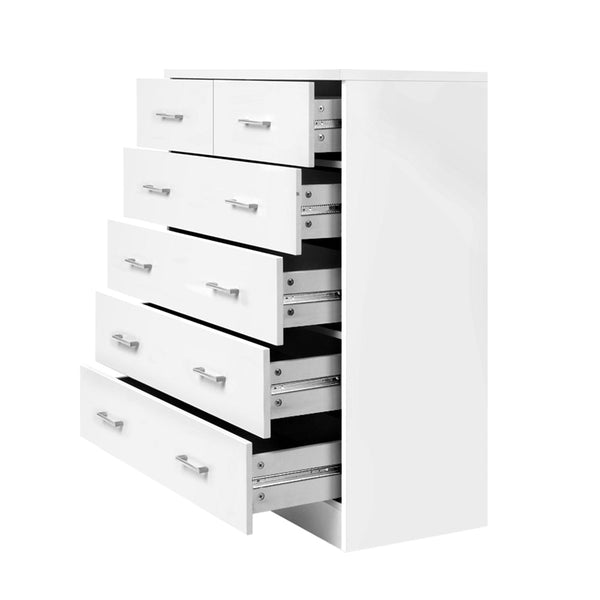 Artiss Tallboy Dresser Table 6 Chest Of Drawers Cabinet Bedroom Storage White Dressers & Chests Of Drawers