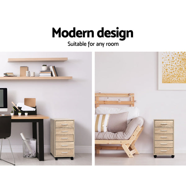 Artiss 5 Drawer Filing Cabinet Storage Drawers Wood Study Office School File Cupboard Dining Chairs