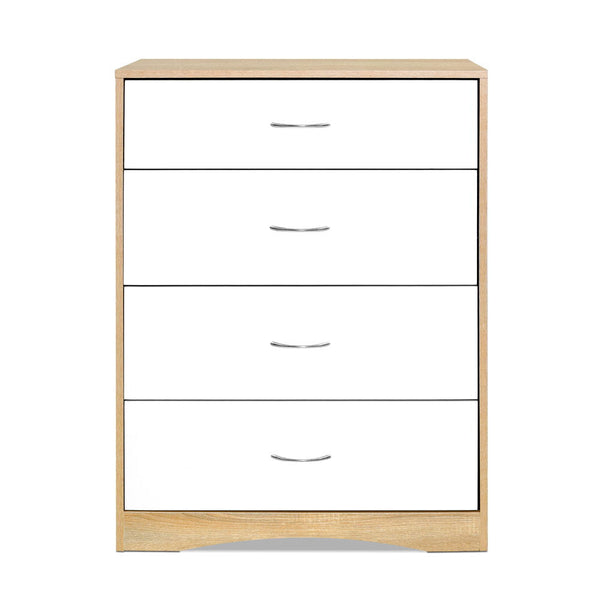 Artiss 4 Chest Of Drawers Tallboy Dresser Table Bedroom Storage White Wood Cabinet