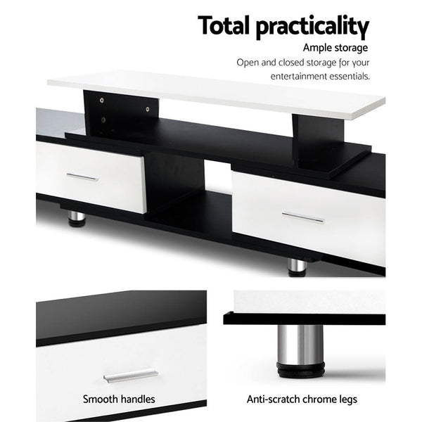 Artiss Tv Cabinet Entertainment Unit Stand 160Cm To 220Cm Storage Drawers Black White Tv Stands & Entertainment Units