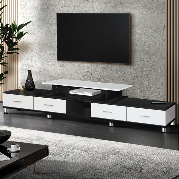 Artiss Tv Cabinet Entertainment Unit Stand 160Cm To 220Cm Storage Drawers Black White Tv Stands & Entertainment Units