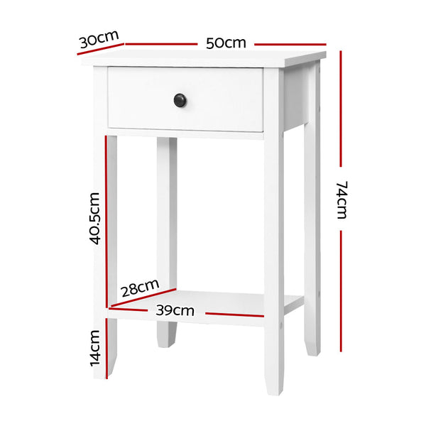 Bedside Tables Drawer Side Nightstand White Storage Cabinet Shelf