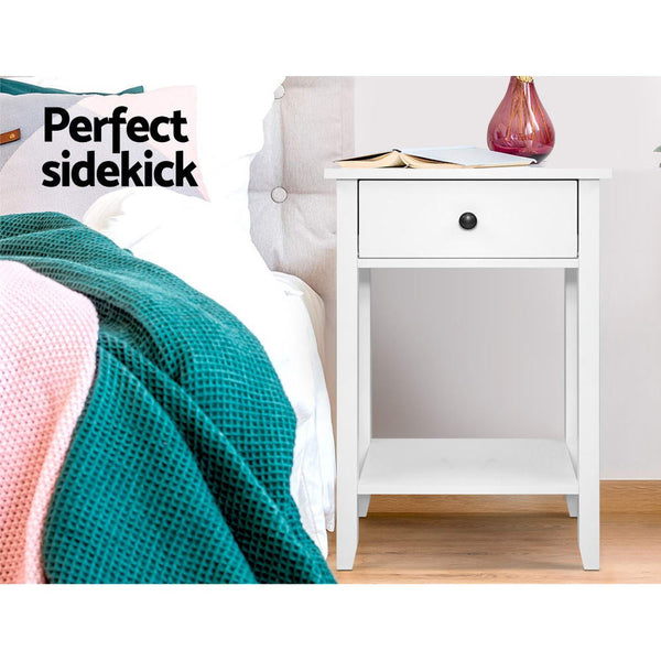 Artiss Drawer Side Nightstand White Storage Cabinet Shelf Bedside Tables