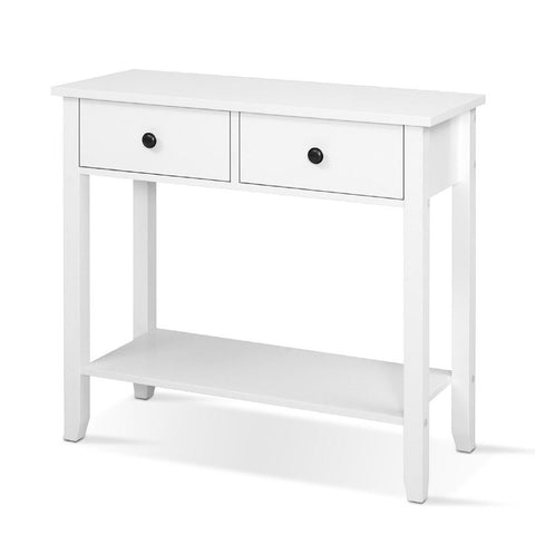 Hallway Console Table Side Entry 2 Drawers Display White Desk Furniture