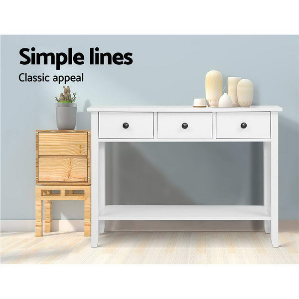 Hallway Console Table Side Entry 3 Drawers Display White Desk Furniture