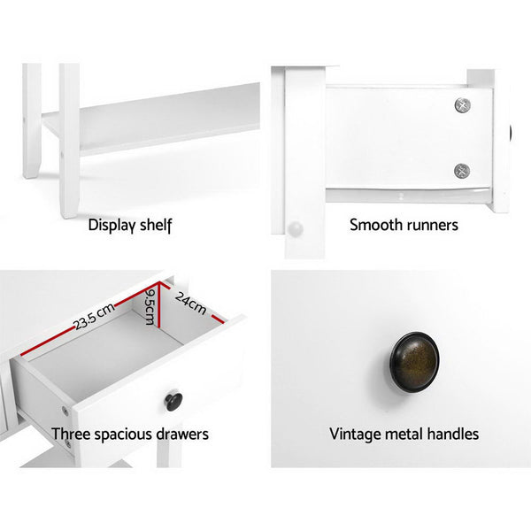 Artiss Hallway Console Table Side Entry 3 Drawers Display White Desk Furniture Hall Tables