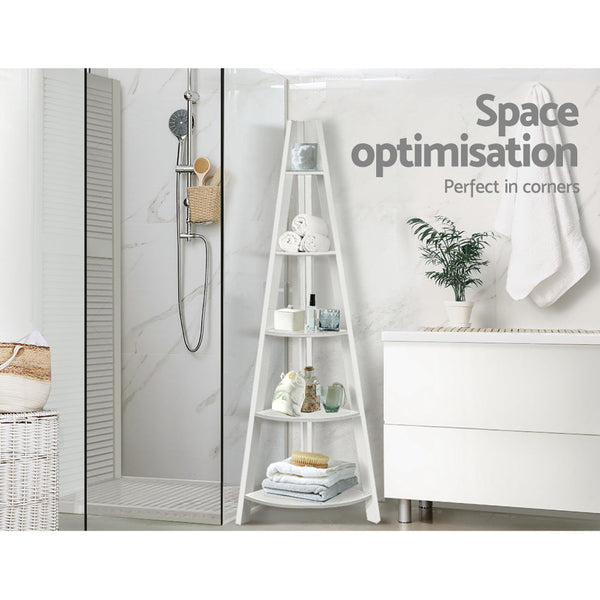 Artiss 5 Tier Corner Ladder Display Shelf Home Storage Plant Stand Bookshelf Bookshelves