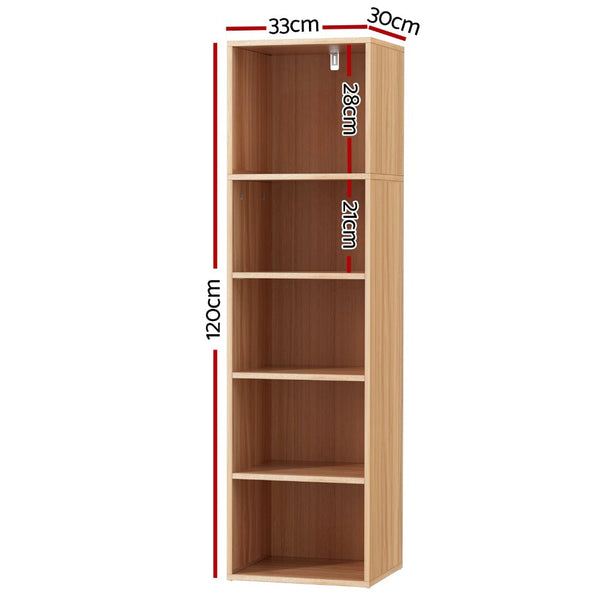 Artiss Bookshelf 5 Tiers Milo Pine Bookshelves