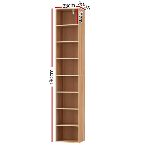 Artiss Bookshelf 8 Tiers Milo Pine Bookshelves