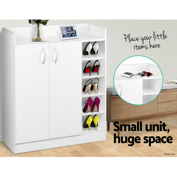 Artiss 2 Doors Shoe Cabinet Storage Cupboard White Shoe Cabinets