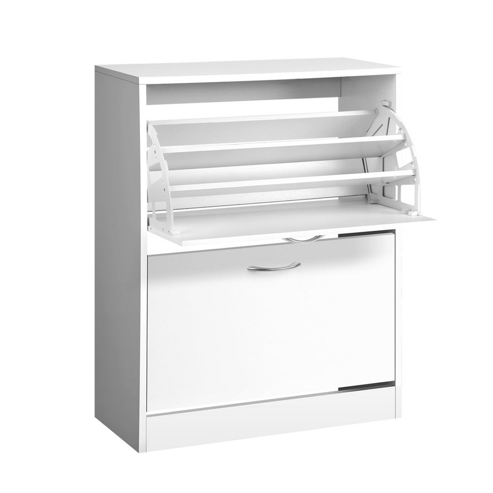 Artiss 2 Door Shoe Cabinet White Shoe Cabinets