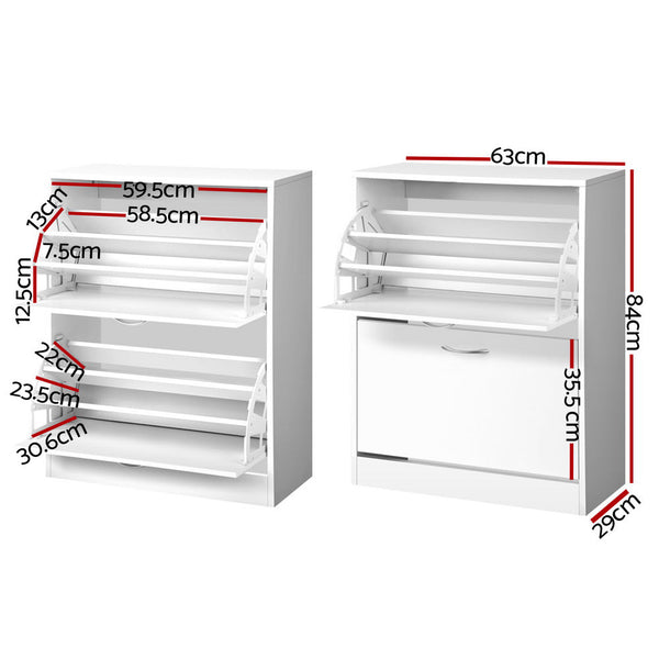 Artiss 2 Door Shoe Cabinet White Shoe Cabinets