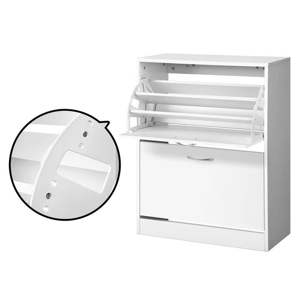 Artiss 2 Door Shoe Cabinet White Shoe Cabinets