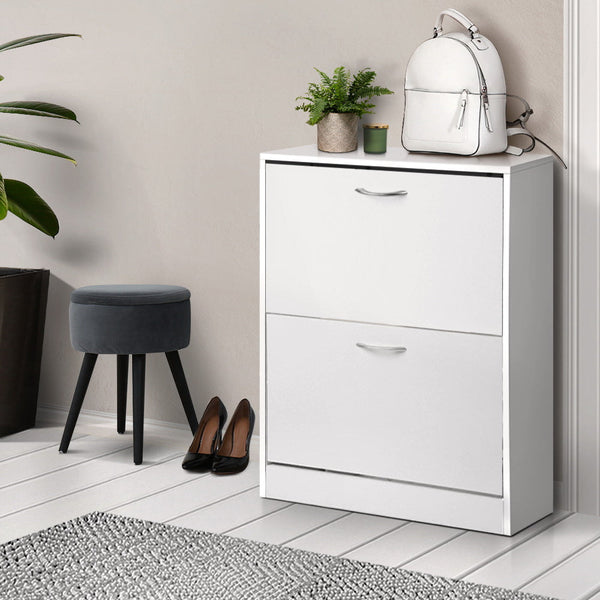 Artiss 2 Door Shoe Cabinet White Shoe Cabinets