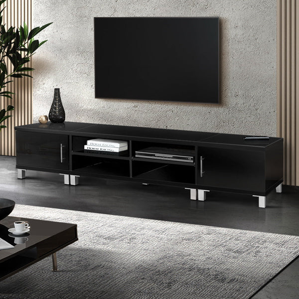 Artiss Entertainment Unit With Cabinets Black Tv Stands & Entertainment Units