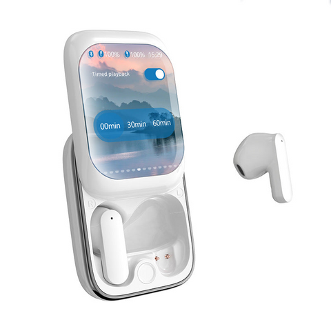 Tws Wireless With Led Touch Screen Charging Case Bluetooth 5.3 Hifi Sound Standalone Music Playback & Game Mode(White) Earbuds
