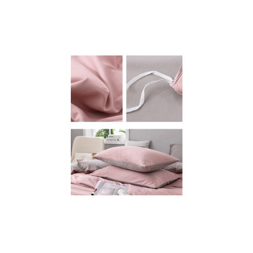 Elosung Gray And Pink Stitching Ultra Soft Solid Color 4 Piece Bedding Set Queen Size(Suitable For 2M Bed) Queen Doonas