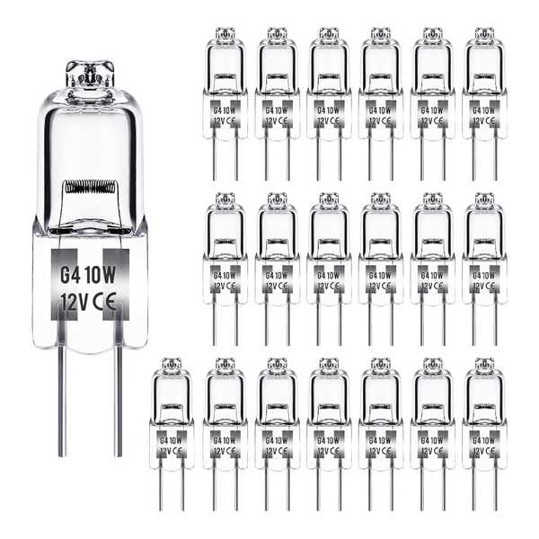 G4 Halogen Lamps 10W 12V Warm White 20 Pack 20Pcs Light Bulbs