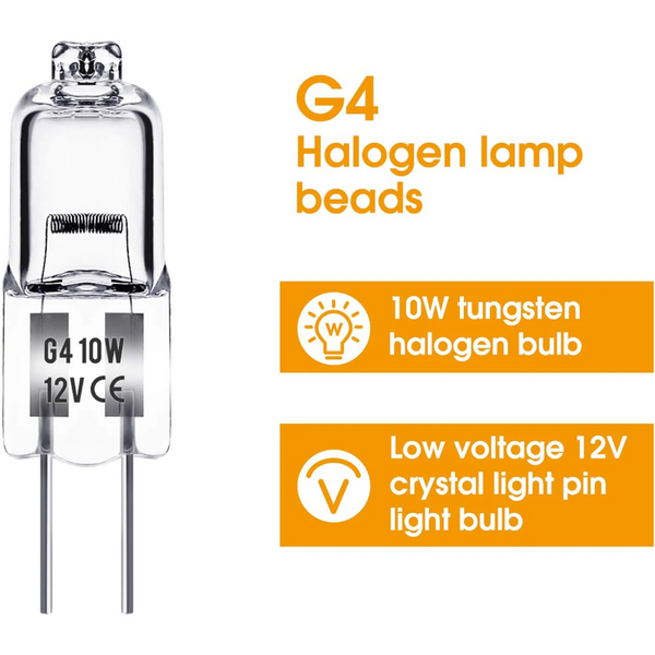 G4 Halogen Lamps 10W 12V Warm White 20 Pack 20Pcs Light Bulbs
