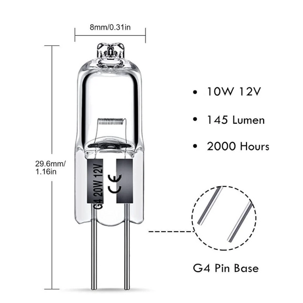 G4 Halogen 10W 12V Warm White 10 Pack 10Pcs Lamps