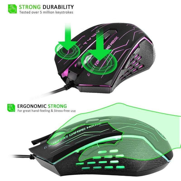 Computer Mouses G820 Wired Gaming 7 Backlights 6 Buttons Smart With Dpi Colour Breathing Led Lights Mice Trackballs & Touchpads