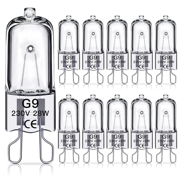 G9 Halogen Bulbs 28W 230V 10 Pack Light Bulbs